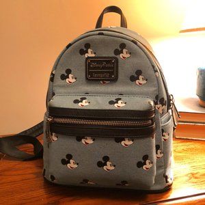 Disney Loungefly - Mickey Mouse Denim Mini Backpack - Disney Parks Exclusive